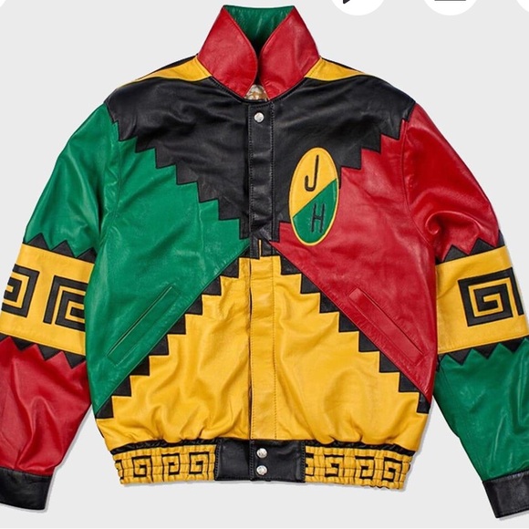 Other - Colorful Geometric Leather Jacket